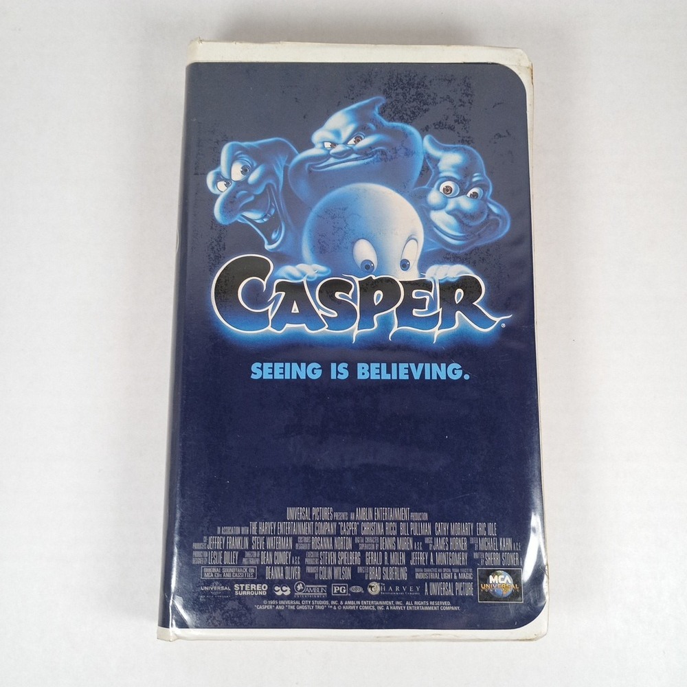 1995 VHS Casper Seeing Is Believing Christina Ricci Bill Pullman Halloween